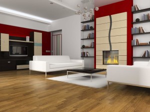Plancher en chêne blanc teint verni